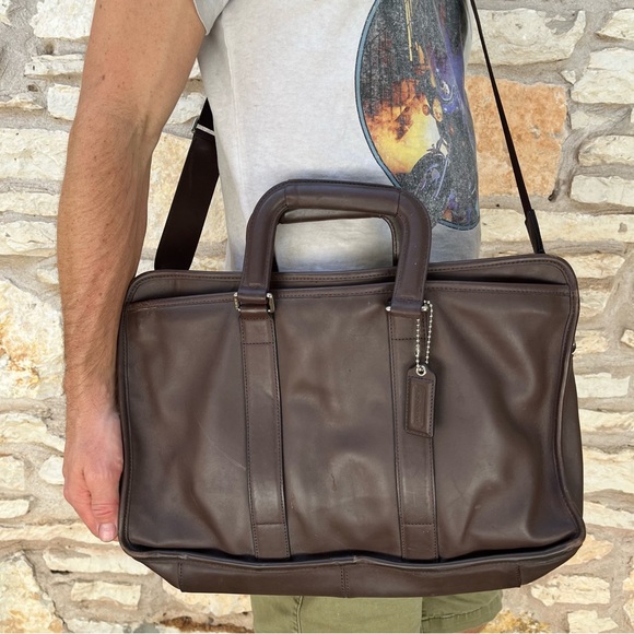 Coach 70662 Brown Leather Embassy Business Travel Portfolio Briefcase Bag - Picture 1 of 15